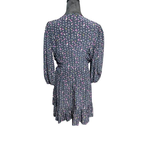 Tanya Taylor Bernadine Navy Blue Silk Faux wrap Short Dress Size 6 - Picture 4 of 5